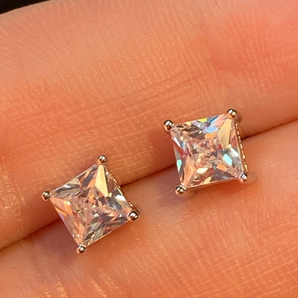 Sterling Silver 925 CZ Stud Earrings - Picture 4 of 6